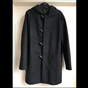 COS Men's Hooded Wool Black Pea Coat